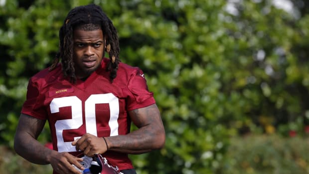 Jul 28, 2022; Ashburn, VA, USA; Washington Commanders cornerback Bobby McCain (20) walks to the field during day two of training camp at The Park in Ashburn.